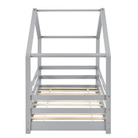 Letto per Cameretta Knätten a Casetta 90 x 200 cm con Sponde - Grigio chiaro [en.casa]