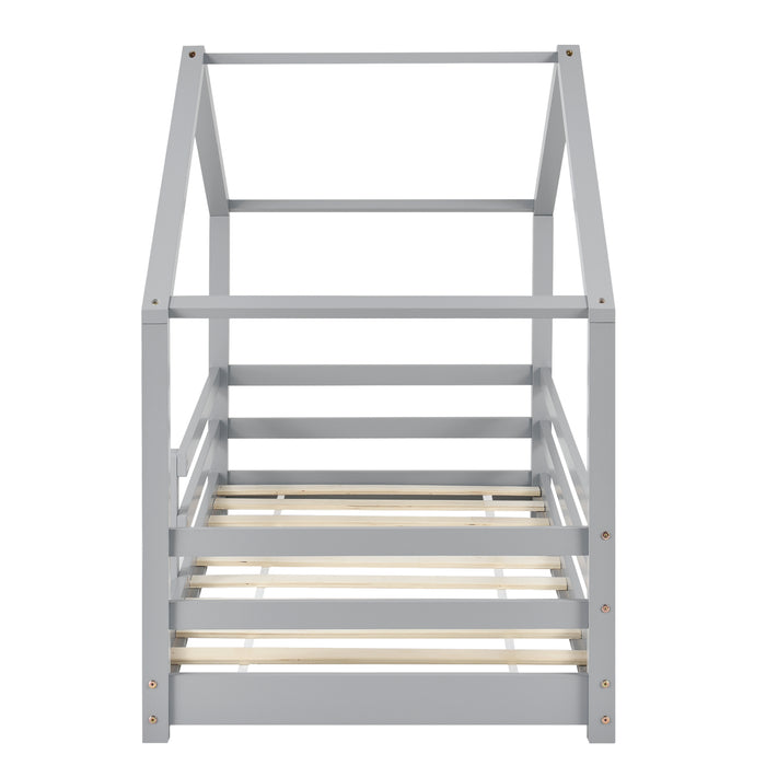 Letto per Cameretta Knätten a Casetta 90 x 200 cm con Sponde - Grigio chiaro [en.casa]