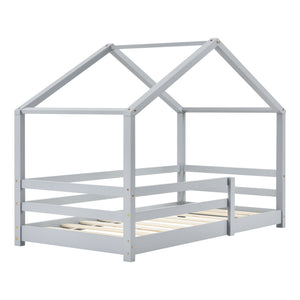 Letto per Cameretta Knätten a Casetta 90 x 200 cm con Sponde - Grigio chiaro [en.casa]