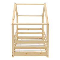 Letto per Cameretta Knätten a Casetta 90 x 200 cm con Sponde - Naturale [en.casa]