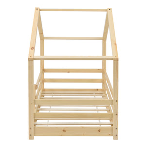 Letto per Cameretta Knätten a Casetta 80 x 160 cm con Sponde - Naturale [en.casa]