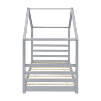 Letto a Casetta per Cameretta Vardø 90x200 cm Legno - Grigio [en.casa]