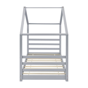 Letto a Casetta per Cameretta Vardø 90x200 cm Legno - Grigio [en.casa]