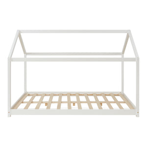 Letto per Cameretta 'Cerro' a Forma di Casetta con Materasso 120 x 200 cm Legno di Pino Bianco [en.casa]