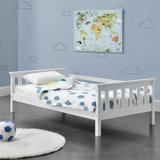 Letto per Cameretta Nuuk in Legno di Pino con Barre Protettive 80x160 cm Bianco [en.casa]