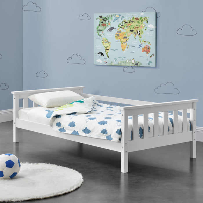 Letto per Cameretta Nuuk in Legno di Pino con Barre Protettive 70x140 cm Bianco [en.casa]