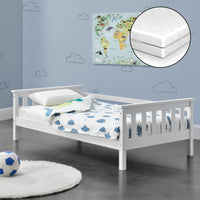 Letto per Bambino con Materasso Ipoallergenico a Schiuma Fredda 70x140 cm Letto di Design Moderno in Legno di Pino con