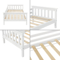 Letto per Cameretta Nuuk in Legno di Pino con Barre Protettive 70x140 cm Bianco [en.casa]