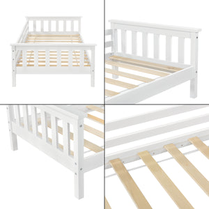 Letto per Cameretta Nuuk in Legno di Pino con Barre Protettive 70x140 cm Bianco [en.casa]