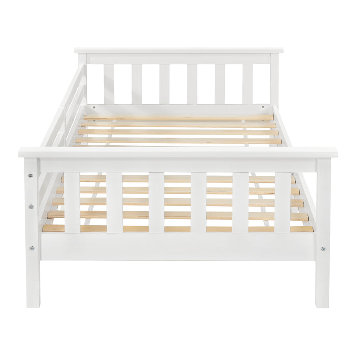 Letto per Cameretta Nuuk in Legno di Pino con Barre Protettive 70x140 cm Bianco [en.casa]