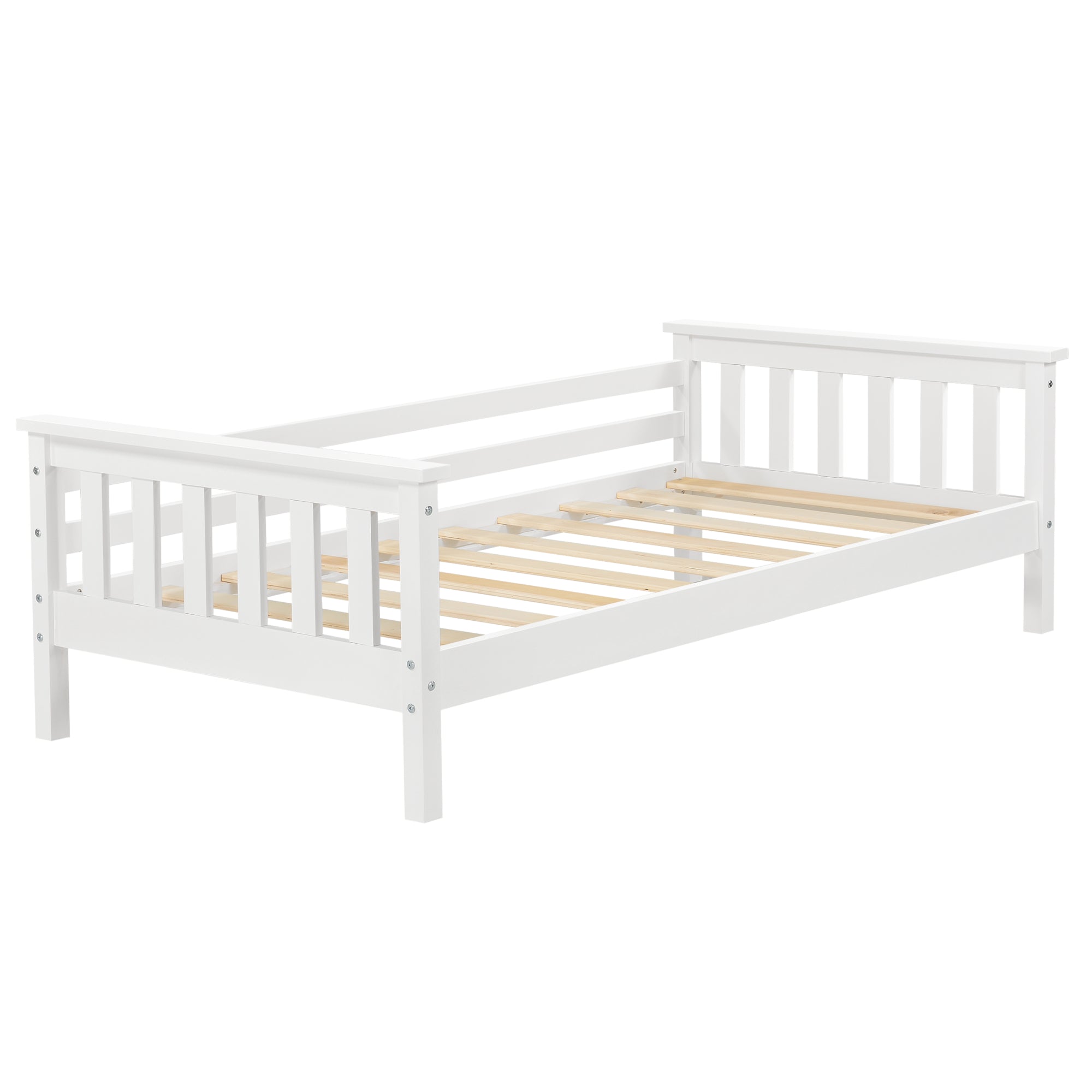 Letto per Cameretta Nuuk in Legno di Pino con Barre Protettive 70x140 cm Bianco [en.casa]
