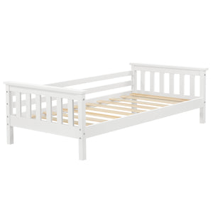 Letto per Cameretta Nuuk in Legno di Pino con Barre Protettive 70x140 cm Bianco [en.casa]