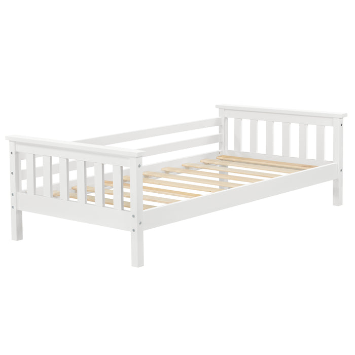 Letto per Cameretta Nuuk in Legno di Pino con Barre Protettive 70x140 cm Bianco [en.casa]