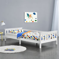 Letto per Cameretta Nuuk in Legno di Pino con Barre Protettive 90x200 cm Bianco [en.casa]