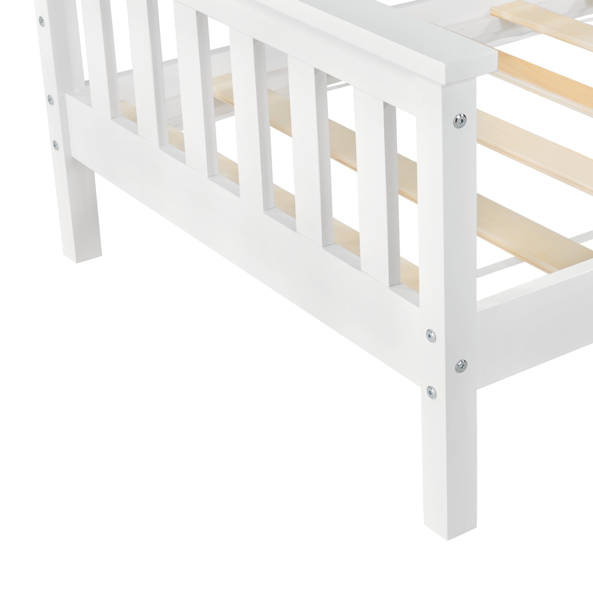 Letto per Cameretta Nuuk in Legno di Pino con Barre Protettive 90x200 cm Bianco [en.casa]