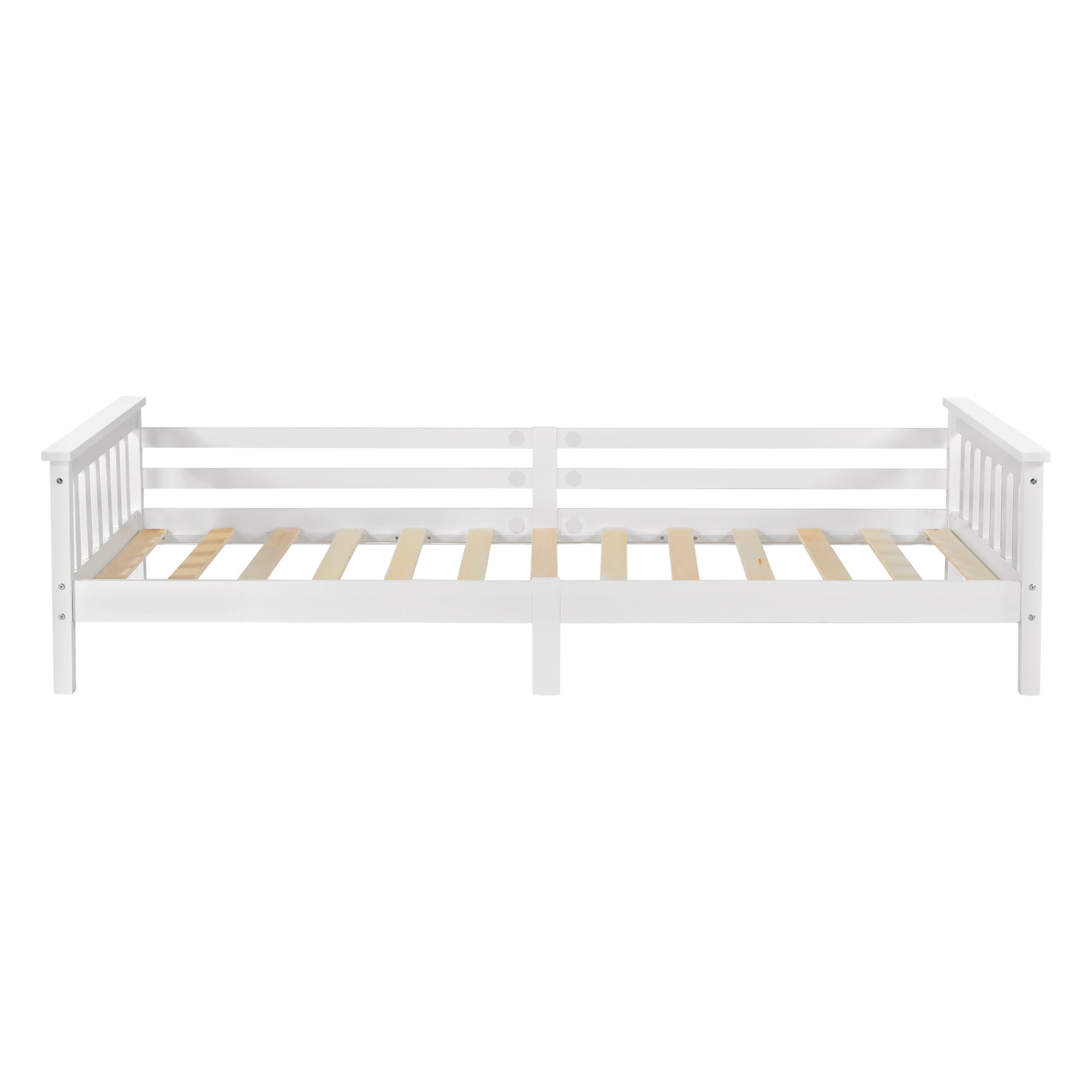 Letto per Cameretta Nuuk in Legno di Pino con Barre Protettive 90x200 cm Bianco [en.casa]