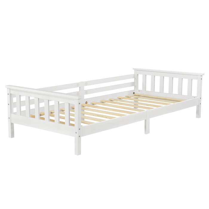 Letto per Cameretta Nuuk in Legno di Pino con Barre Protettive 90x200 cm Bianco [en.casa]