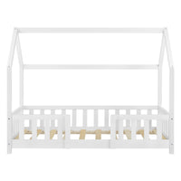 Letto per Cameretta Sisimiut a Forma di Casetta con Materasso 70x140 cm Bianco [en.casa] [neu.haus]