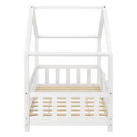 Letto per Cameretta Treviolo a Forma di Casetta 80x160 cm Bianco [en.casa]