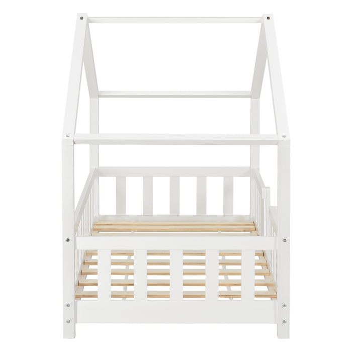 Letto per Cameretta Treviolo a Forma di Casetta 80x160 cm Bianco [en.casa]