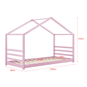 Letto a Casetta per Cameretta Vardø 90x200 cm Legno - Rosa [en.casa]