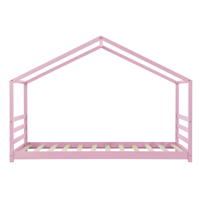 Letto a Casetta per Cameretta Vardø 90x200 cm Legno - Rosa [en.casa]