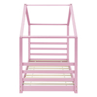 Letto a Casetta per Cameretta Vardø 90x200 cm Legno - Rosa [en.casa]