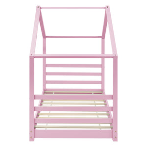 Letto a Casetta per Cameretta Vardø 90x200 cm Legno - Rosa [en.casa]