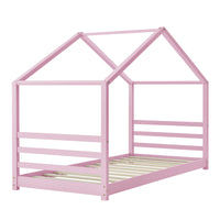 Letto a Casetta per Cameretta Vardø 90x200 cm Legno - Rosa [en.casa]