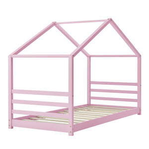 Letto a Casetta per Cameretta Vardø 90x200 cm Legno - Rosa [en.casa]