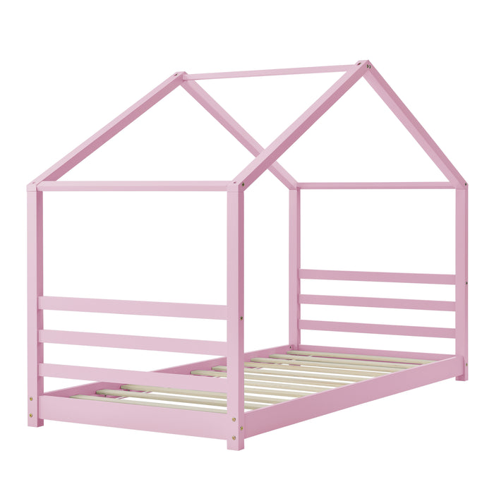 Letto a Casetta per Cameretta Vardø 90x200 cm Legno - Rosa [en.casa]