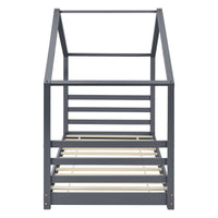 Letto a Casetta per Cameretta Vardø 90x200 cm Legno - Grigio Scuro [en.casa]