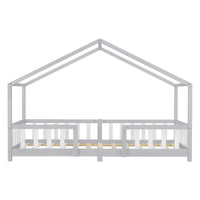 Letto per Cameretta Treviolo a Forma di Casetta con Materasso 90x200 cm Grigio chiaro / Bianco [en.casa] [neu.haus]