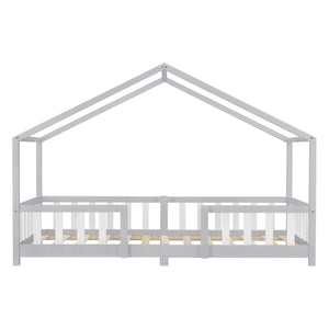 Letto per Cameretta Treviolo a Forma di Casetta con Materasso 90x200 cm Grigio chiaro / Bianco [en.casa] [neu.haus]