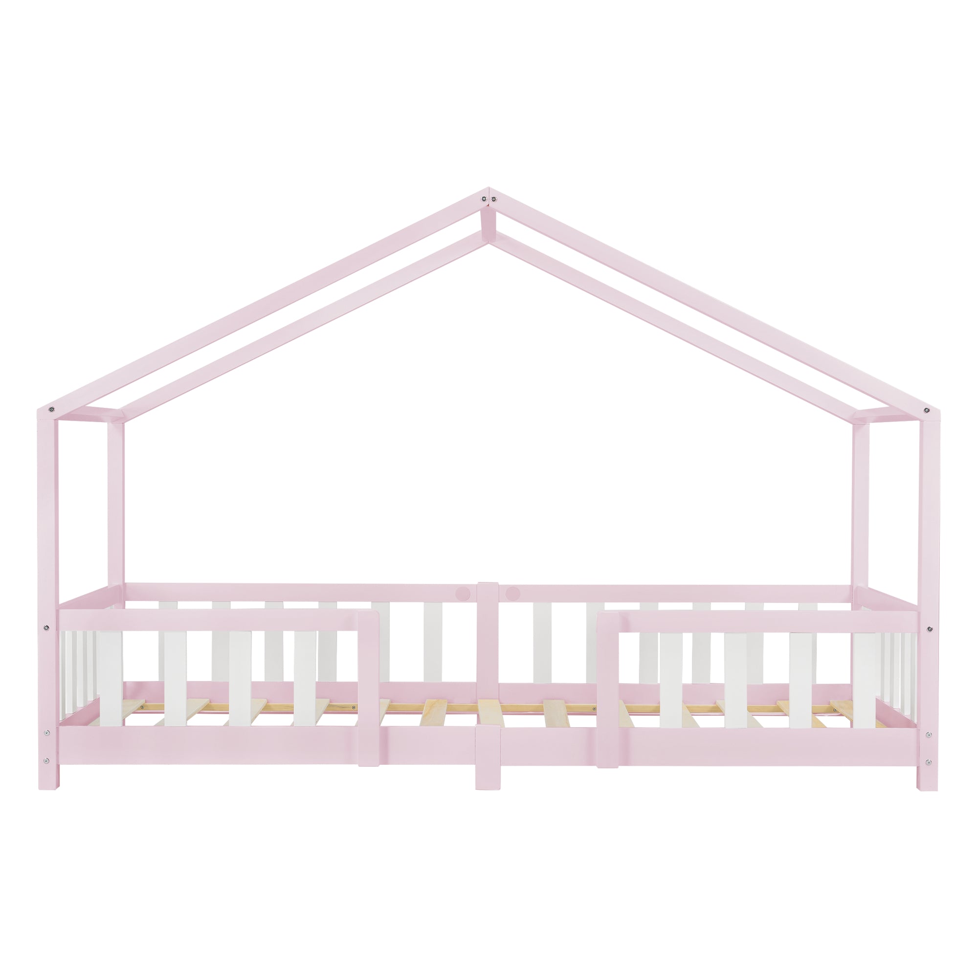 Letto per Cameretta Treviolo a Forma di Casetta con Materasso 90x200 cm Rosa / Bianco [en.casa] [neu.haus]