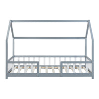 Letto per Cameretta Sisimiut a Forma di Casetta con Materasso 90x200 cm Grigio chiaro / Bianco [en.casa] [neu.haus]