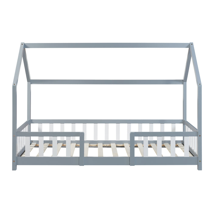 Letto per Cameretta Sisimiut a Forma di Casetta con Materasso 90x200 cm Grigio chiaro / Bianco [en.casa] [neu.haus]