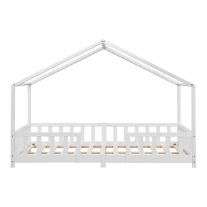 Letto per Cameretta Treviolo a Forma di Casetta 120x200 cm Bianco [en.casa]