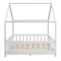 Letto per Cameretta Treviolo a Forma di Casetta 120x200 cm Bianco [en.casa]