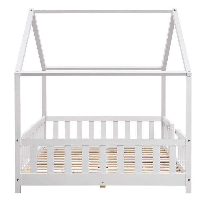 Letto per Cameretta Treviolo a Forma di Casetta 120x200 cm Bianco [en.casa]