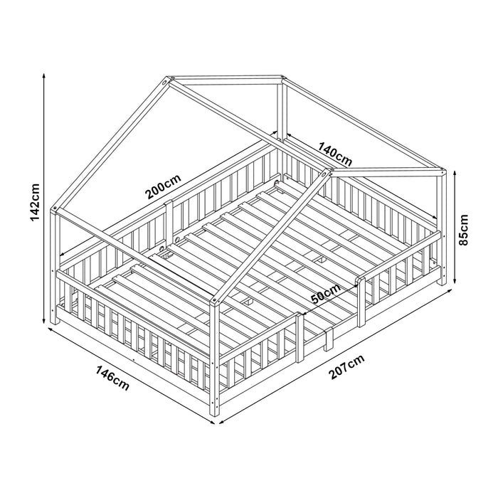 Letto per Cameretta Treviolo a Forma di Casetta con Materasso 140x200 cm Bianco [en.casa] [neu.haus]