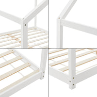 Letto per Cameretta 'Cerro' a Forma di Casetta 160 x 200 cm Legno di Pino Bianco [en.casa]