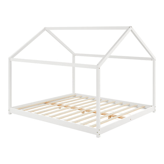 Letto per Cameretta 'Cerro' a Forma di Casetta 160 x 200 cm Legno di Pino Bianco [en.casa]