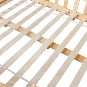 Letto per Cameretta Treviolo a Forma di Casetta 140x200 cm Legno Naturale [en.casa]