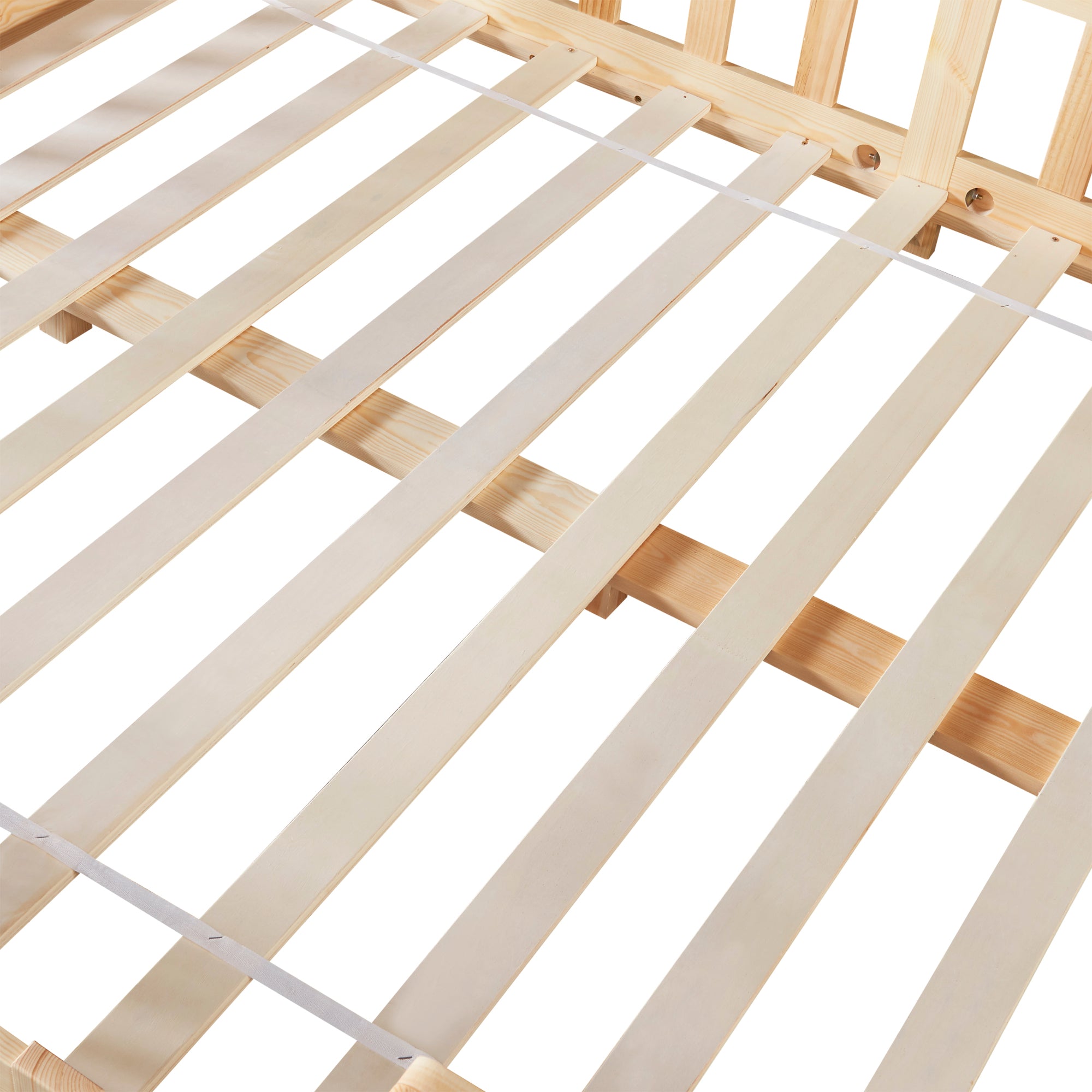 Letto per Cameretta Treviolo a Forma di Casetta 120x200 cm Legno Naturale [en.casa]