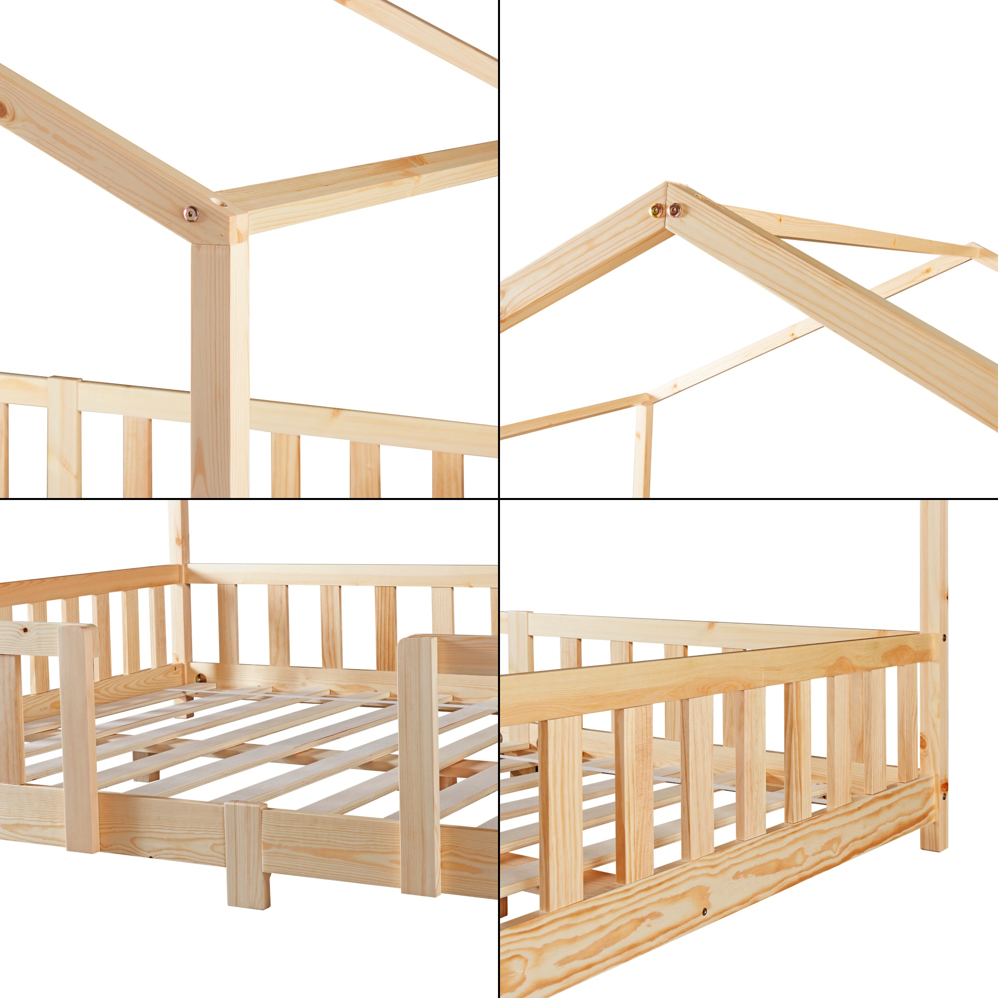 Letto per Cameretta Treviolo a Forma di Casetta con Materasso 120x200 cm Legno Naturale [en.casa] [neu.haus]