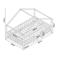 Letto per Cameretta Treviolo a Forma di Casetta 120x200 cm Legno Naturale [en.casa]