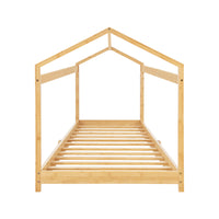 Letto per Cameretta Vindafjord a Forma di Casetta in Bambù Naturale 90x200 cm [en.casa]