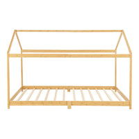 Letto per Cameretta ’Vindafjord’ a Forma di Casetta con Materasso 90x200 cm Bambù Naturale [en.casa]