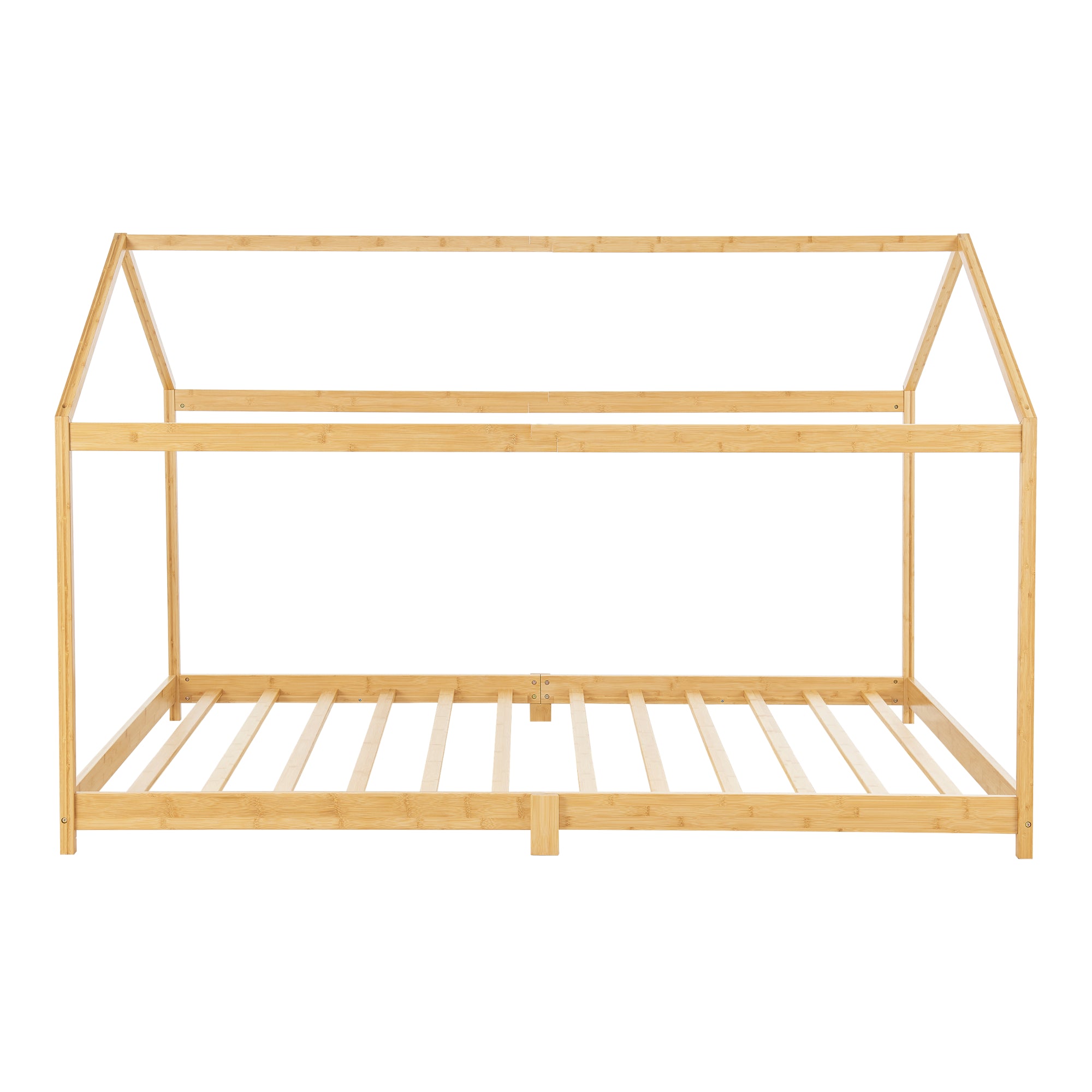 Letto per Cameretta Vindafjord a Forma di Casetta in Bambù Naturale 90x200 cm [en.casa]